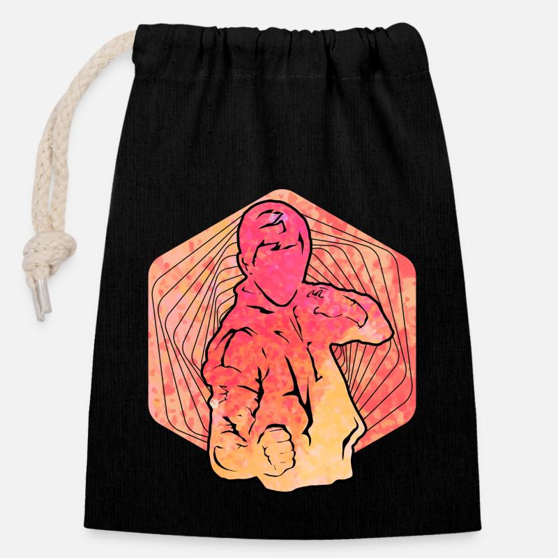 Wing Chun - Closable cotton gift bag (14x20cm) - black