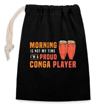 Le matin du joueur de conga n’est pas mon heure, je suis un tambour de conga - Sac cadeau en coton avec cordon (14 x 20 cm) - noir - Devant