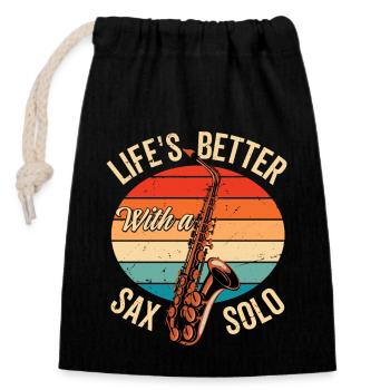 La vie est plus belle avec un saxophoniste solo - Sac cadeau en coton avec cordon (14 x 20 cm) - noir - Devant