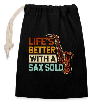 La vie est plus belle avec un saxophoniste solo - Sac cadeau en coton avec cordon (14 x 20 cm) - noir - Devant