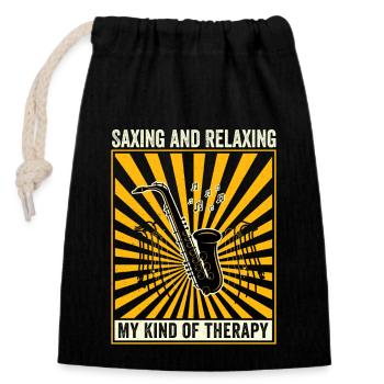 Saxofon Musik - Saxing And Relaxing - Verschließbarer Geschenkbeutel aus Baumwolle (14x20cm) - Schwarz - Vorne