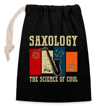 SAXOLOGIE - La science du cool - Sac cadeau en coton avec cordon (14 x 20 cm) - noir - Devant