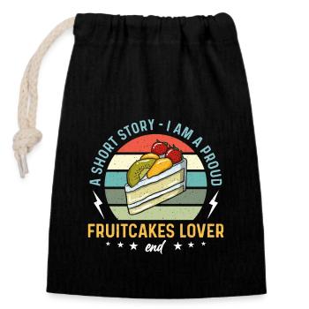 Amateur de gâteaux aux fruits Une histoire courte Je suis un fier boulanger - Sac cadeau en coton avec cordon (14 x 20 cm) - noir - Devant