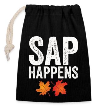 Maple Syrup Tree Tapping Funny Autumn - Closable cotton gift bag (14x20cm) - black - Front