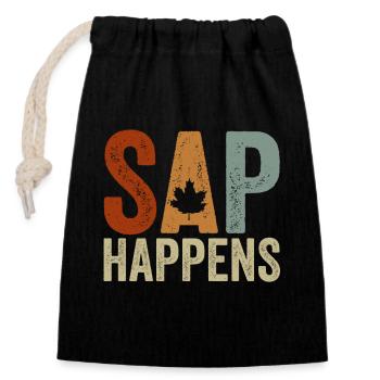 Maple Syrup Tree Tapping Funny Autumn - Closable cotton gift bag (14x20cm) - black - Front