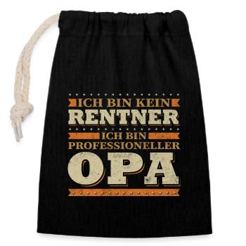 Ich Bin Kein Rentner Ich Bin Professioneller Opa - Verschließbarer Geschenkbeutel aus Baumwolle (14x20cm) - Schwarz - Vorne