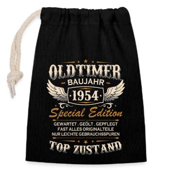 Oldtimer Baujahr 1954 Jahrgang Geburtstag Geschenk - Verschließbarer Geschenkbeutel aus Baumwolle (14x20cm) - Schwarz - Vorne