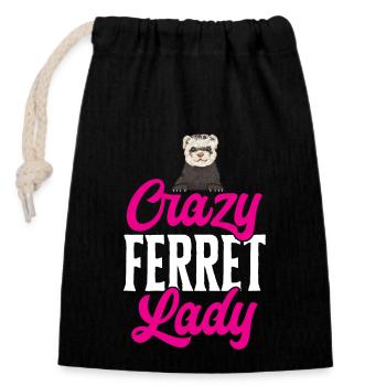 Furet, propriétaire de furet - Sac cadeau en coton avec cordon (14 x 20 cm) - noir - Devant