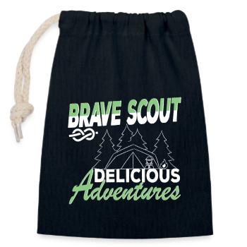 Brave Scout Delicious Adventures Pfadfinder-Vibes - Verschließbarer Geschenkbeutel aus Baumwolle (14x20cm) - Navy - Vorne