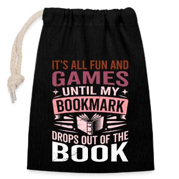 Bookmark – BOOKISH Saying Apparel - Closable cotton gift bag (14x20cm) - black - Front
