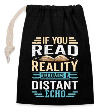 Dicton de livre inspirant - lecteur de livre - Sac cadeau en coton avec cordon (14 x 20 cm) - noir - Devant