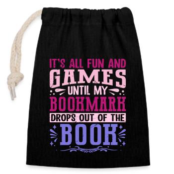 Bookmark – BOOKISH Saying Apparel - Closable cotton gift bag (14x20cm) - black - Front