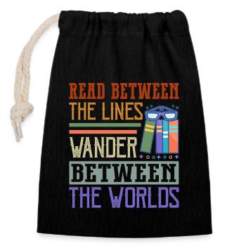 Dicton de rat de bibliothèque - lecteur de livre passionné - Sac cadeau en coton avec cordon (14 x 20 cm) - noir - Devant