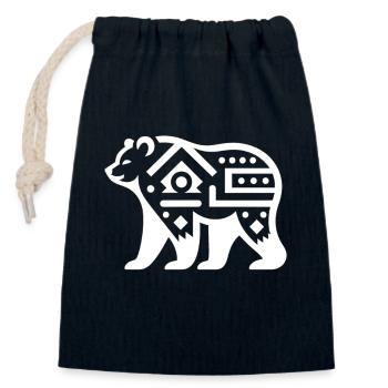 Bear Native American Zodiac - Closable cotton gift bag (14x20cm) - navy - Front