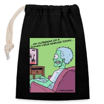 Bad in zombie news, people - Closable cotton gift bag (14x20cm) - black - Front