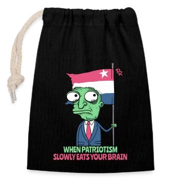 Too much patriotism eats brains, zombie patriot - Closable cotton gift bag (14x20cm) - black - Front