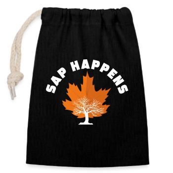 Maple Syrup Tree Tapping Funny Autumn - Closable cotton gift bag (14x20cm) - black - Front