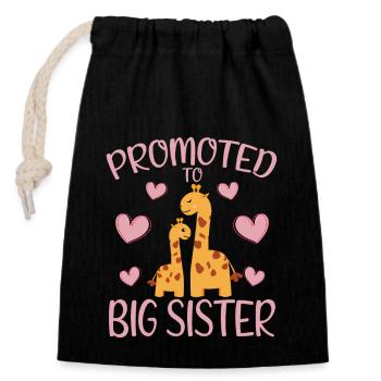 Cute Giraffe Promoted To Big Sister For Girls - Closable cotton gift bag (14x20cm) - black - Front