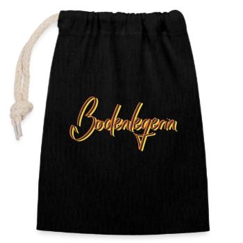 Parkett-Teppich Abschluss-Geschenk Bodenlegerin - Verschließbarer Geschenkbeutel aus Baumwolle (14x20cm) - Schwarz - Vorne