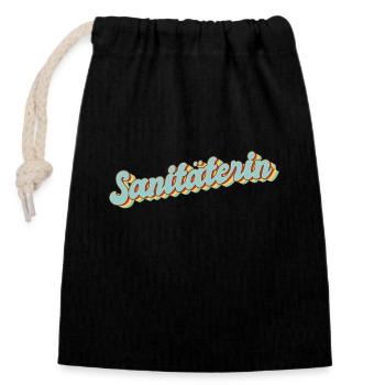 Rettungsdienst Abschluss-Geschenk Sanitäterin - Verschließbarer Geschenkbeutel aus Baumwolle (14x20cm) - Schwarz - Vorne