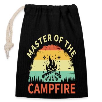 Master of the Campfire - Closable cotton gift bag (14x20cm) - black - Front