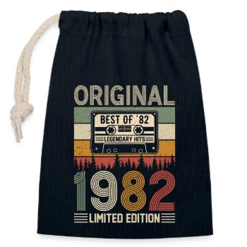 1982 42 ans de légende - Sac cadeau en coton avec cordon (14 x 20 cm) - bleu marine - Devant