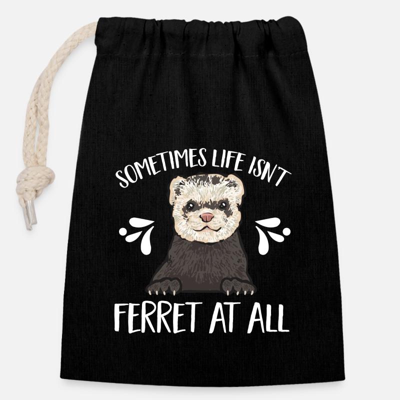 Ferret Owner Ferret - Closable cotton gift bag (14x20cm) - black