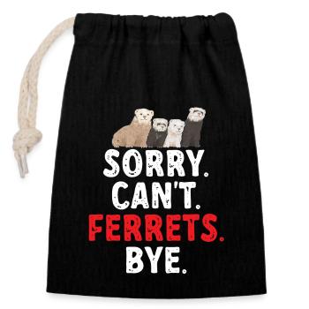 Furet, propriétaire de furet - Sac cadeau en coton avec cordon (14 x 20 cm) - noir - Devant