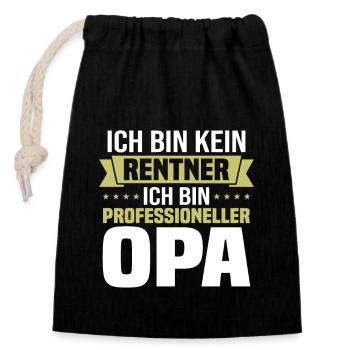 Ich Bin Kein Rentner Ich Bin Professioneller Opa - Verschließbarer Geschenkbeutel aus Baumwolle (14x20cm) - Schwarz - Vorne
