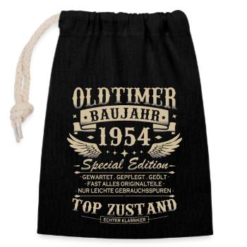 Oldtimer Baujahr 1954 Jahrgang Geburtstag Geschenk - Verschließbarer Geschenkbeutel aus Baumwolle (14x20cm) - Schwarz - Vorne