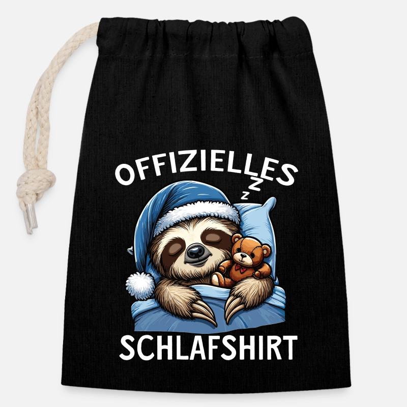 offizielles Schlafshirt - Verschließbarer Geschenkbeutel aus Baumwolle (14x20cm) - Schwarz