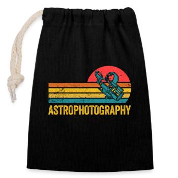 Astronomy Astrophotographer Stargazing - Closable cotton gift bag (14x20cm) - black - Front