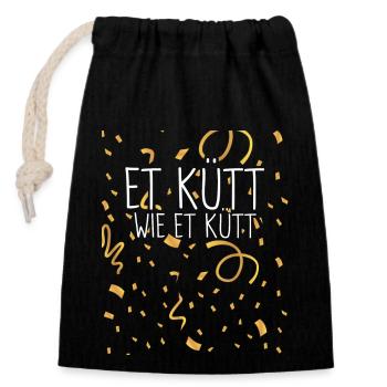 Et kütt wie et Kütt Fasching - Closable cotton gift bag (14x20cm) - black - Front