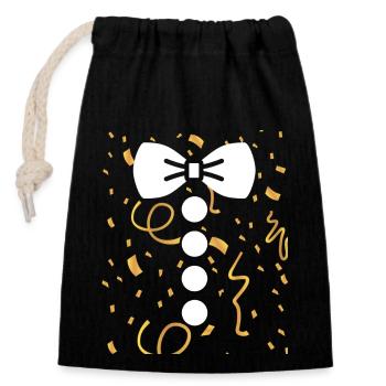 carnaval - Sac cadeau en coton avec cordon (14 x 20 cm) - noir - Devant