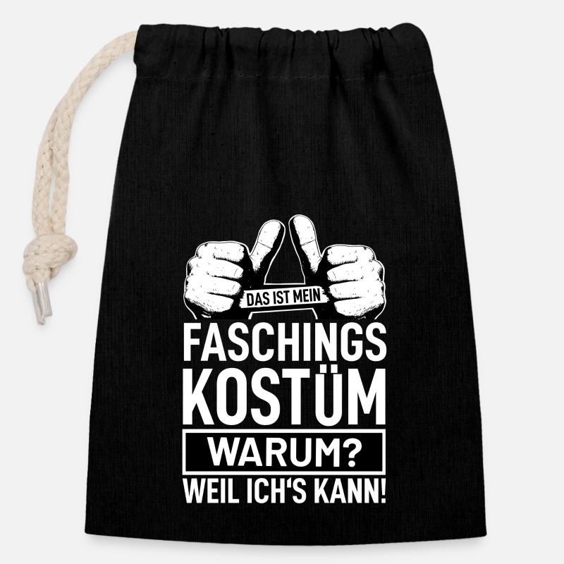 Karneval - Verschließbarer Geschenkbeutel aus Baumwolle (14x20cm) - Schwarz