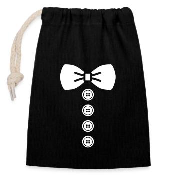Cravate de costume - Sac cadeau en coton avec cordon (14 x 20 cm) - noir - Devant