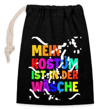 Mon costume est au lavage - Carnaval - Sac cadeau en coton avec cordon (14 x 20 cm) - noir - Devant