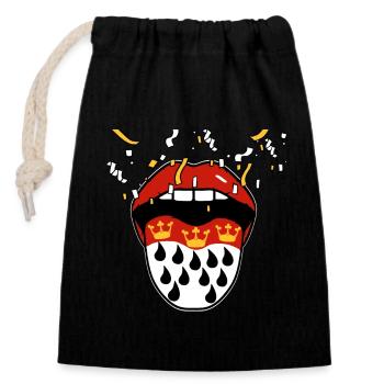 Carnaval - Bouche avec langue - Sac cadeau en coton avec cordon (14 x 20 cm) - noir - Devant