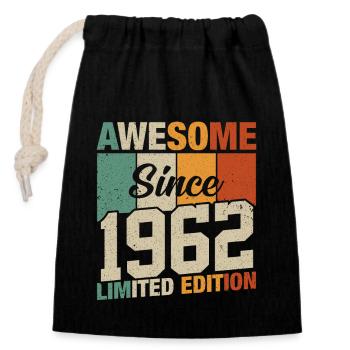 Born in 1962 - Legends are born - Closable cotton gift bag (14x20cm) - black - Front