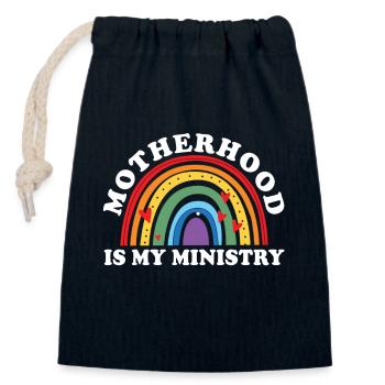 Motherhood Is My Ministry - Closable cotton gift bag (14x20cm) - navy - Front