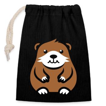 Simple Groundhog - Closable cotton gift bag (14x20cm) - black - Front