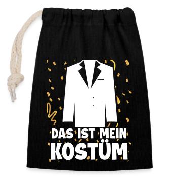 Anzug Das ist Mein Kostüm Fasching Karneval - Verschließbarer Geschenkbeutel aus Baumwolle (14x20cm) - Schwarz - Vorne