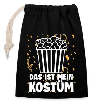 Mein Kostüm Popcorn - Verschließbarer Geschenkbeutel aus Baumwolle (14x20cm) - Schwarz - Vorne