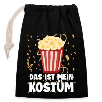 Mein Kostüm Popcorn - Verschließbarer Geschenkbeutel aus Baumwolle (14x20cm) - Schwarz - Vorne