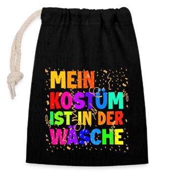 Mein Kostüm ist in der Wäsche - Verschließbarer Geschenkbeutel aus Baumwolle (14x20cm) - Schwarz - Vorne