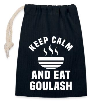 Restez calme et mangez du goulasch - Sac cadeau en coton avec cordon (14 x 20 cm) - bleu marine - Devant