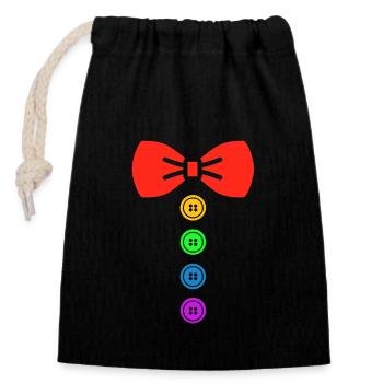 Bow Tie Carnival Suit Outfit Carnival - Closable cotton gift bag (14x20cm) - black - Front