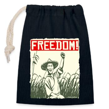 Asian Rice Farmer: Freedom - Closable cotton gift bag (14x20cm) - navy - Front