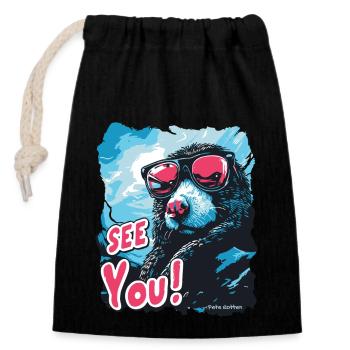 Goodbye, the cool blind mole - Closable cotton gift bag (14x20cm) - black - Front