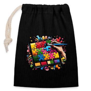 Puzzle Lover Jigzaw Puzzle Board Game Puzzler - Closable cotton gift bag (14x20cm) - black - Front
